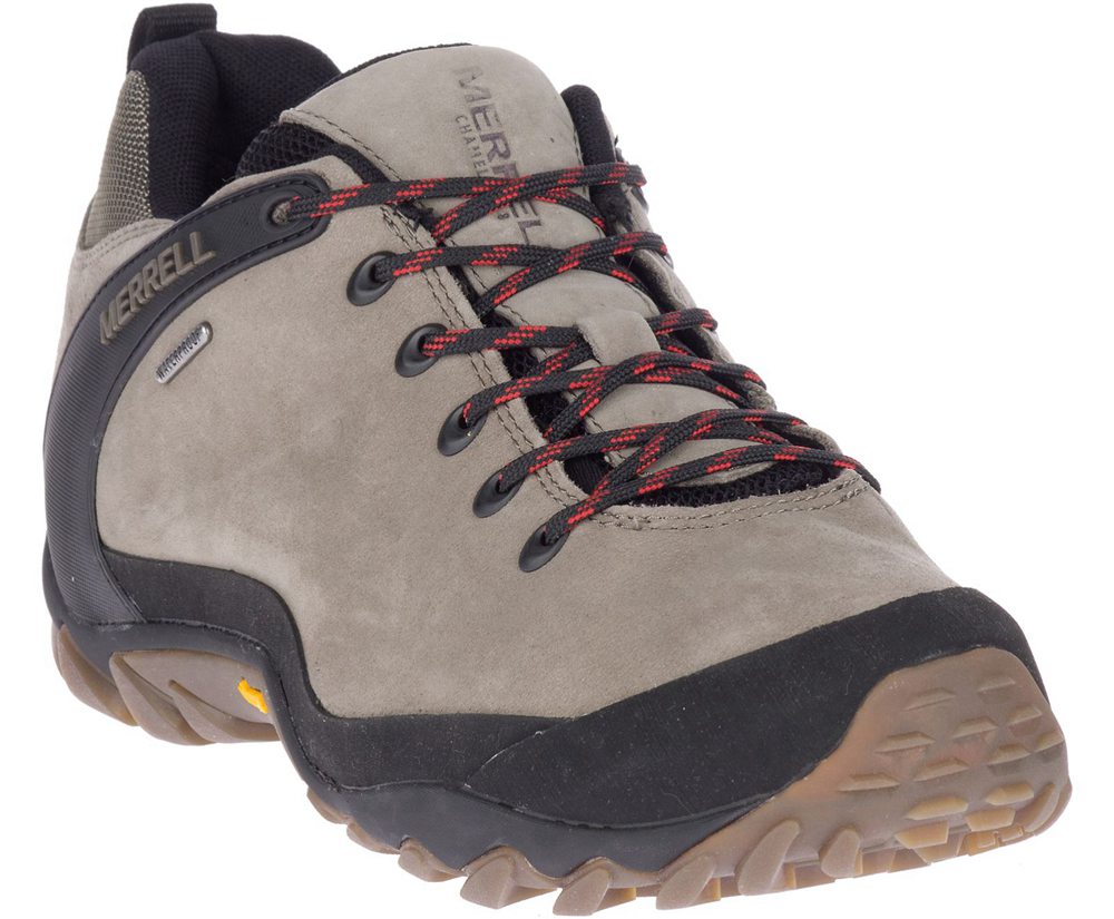 Merrell Hiking Shoes Grey/Black - Chameleon 8 Leather Waterproof - Mens 61PBZKTDL